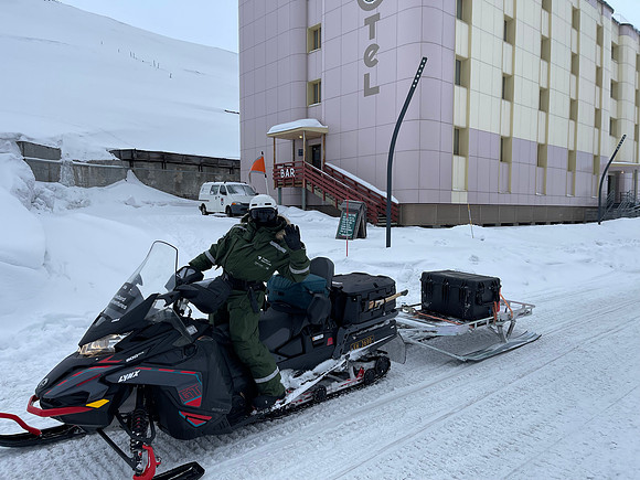 Our guide Ida arriving in Barentsburg