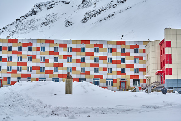 Residence Building with requisite statue of Lenin out front