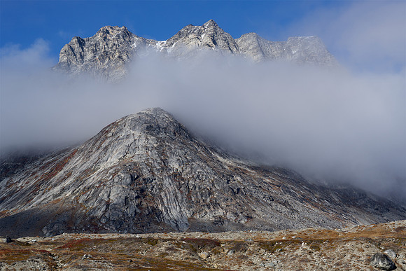 The base is surrounded by beautiful mountains