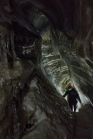 Walking into the cave