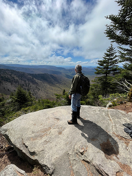 My Buddy @ Buck Ridge Lookout on West Kill Mt, 2021-05-12