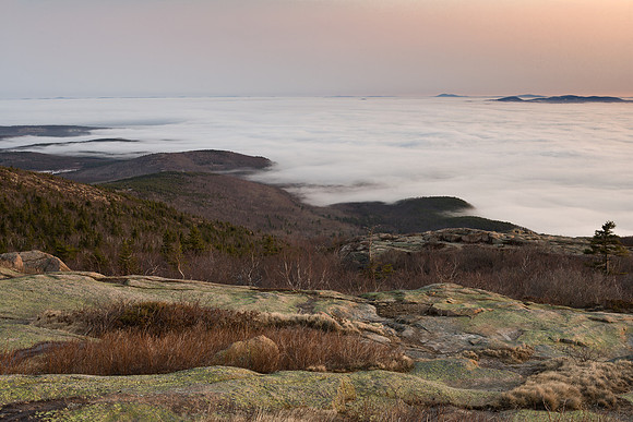 Bar Harbor in Fog, from Cadillac Mt, Acadia NP