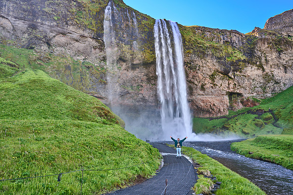 Sam at Seljalandsfoss, May 2025