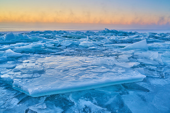 Pancake Ice, moved on-shore, 2022-01-21