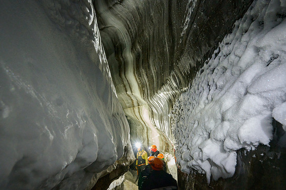 Walking into the cave